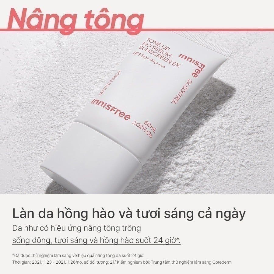 Kem Chống Nắng Innisfree Tone Up No Sebum Sunscreen EX Nâng Tone Kiềm Dầu