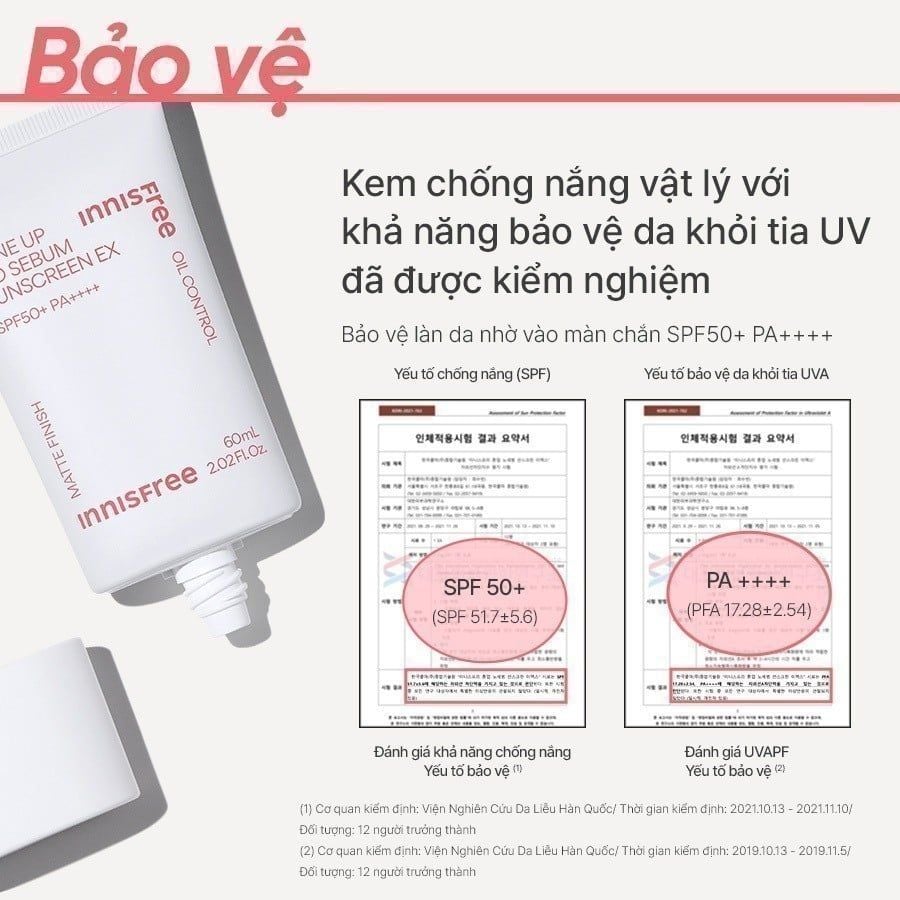 Kem Chống Nắng Innisfree Tone Up No Sebum Sunscreen EX Nâng Tone Kiềm Dầu