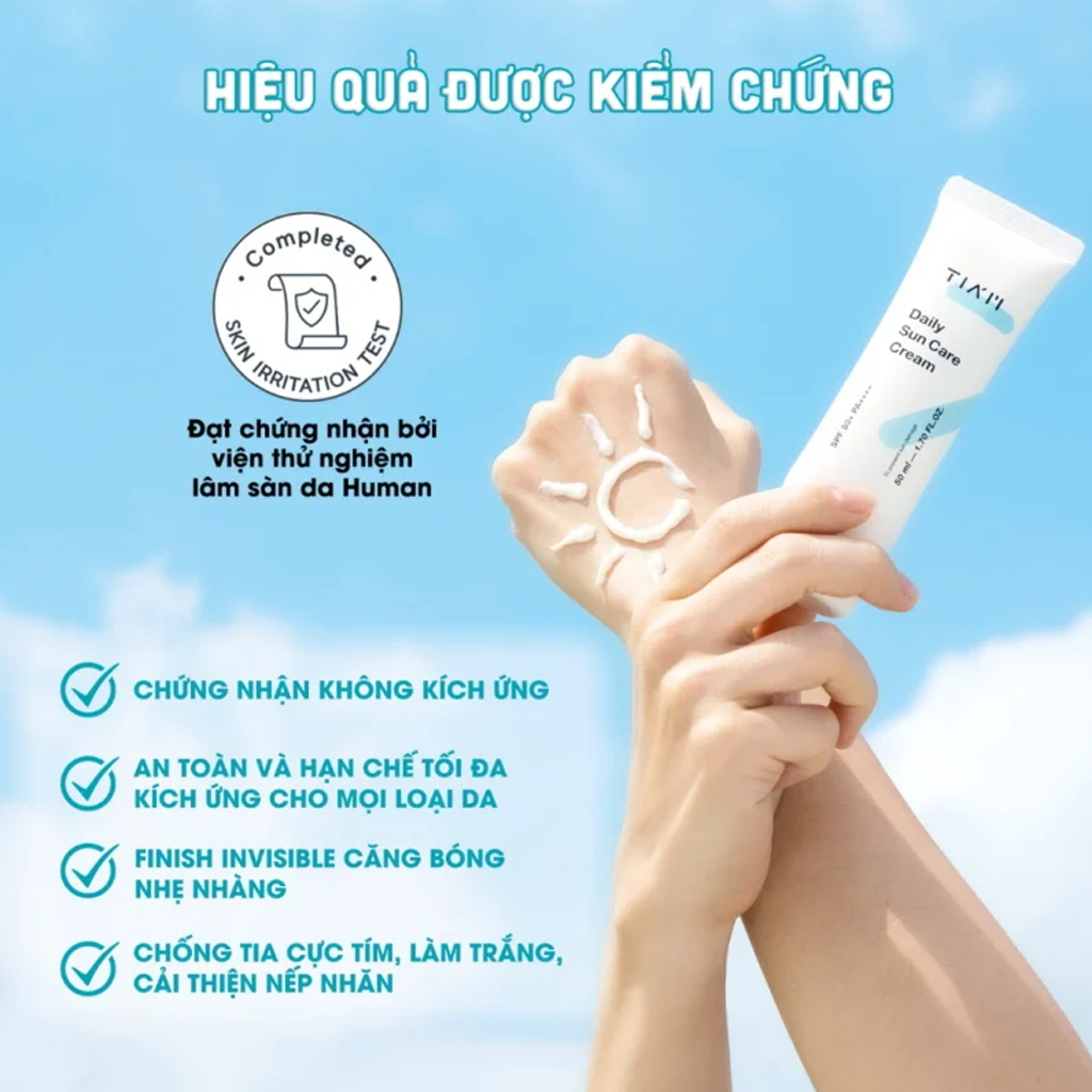 Kem Chống Nắng Tia'm Daily Sun Care Cream SPF50+ PA++++ Kiểm Soát Dầu 50ml