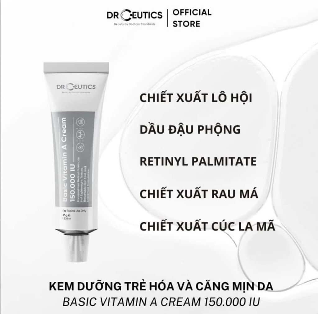 Kem Dưỡng DrCeutics Basic Vitamin A Cream 150.000 IU Làm Sáng, Trẻ Hóa Da