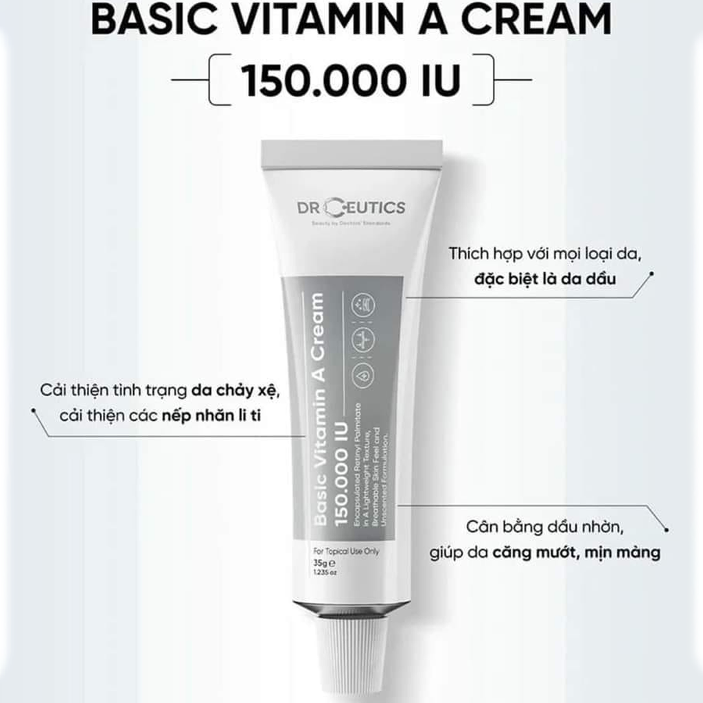 Kem Dưỡng DrCeutics Basic Vitamin A Cream 150.000 IU Làm Sáng, Trẻ Hóa Da
