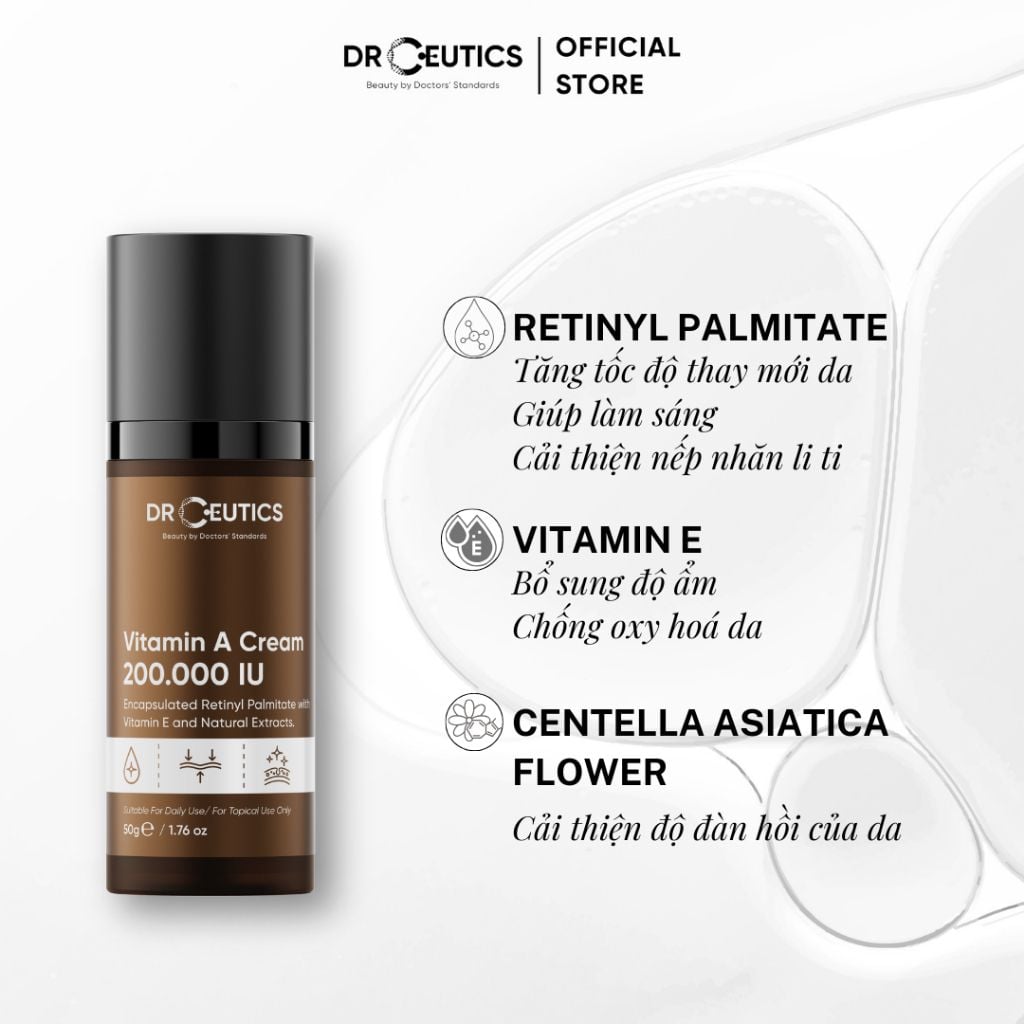 Kem Dưỡng DrCeutics Vitamin A Cream 200.000 IU Làm Sáng Da 50g