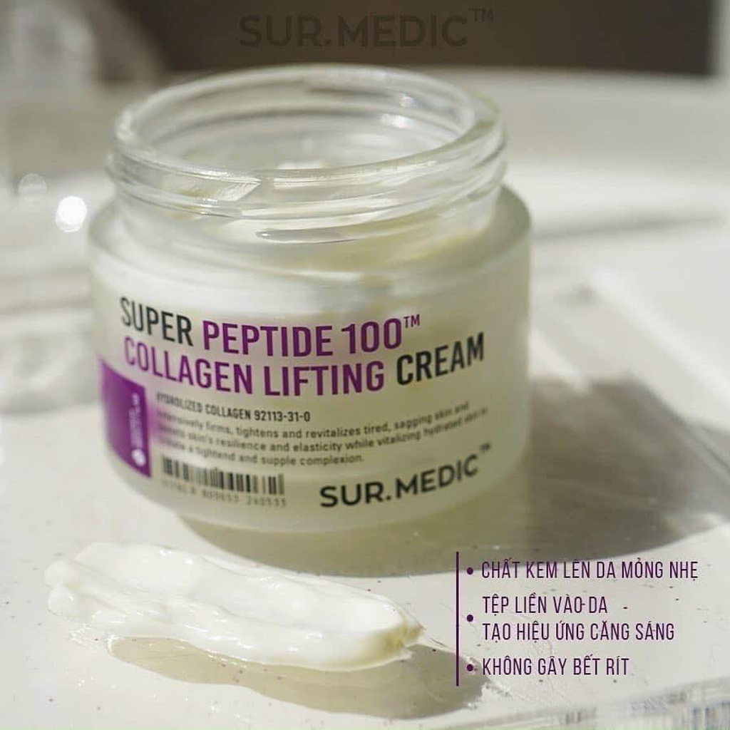 Kem Dưỡng Sur.Medic Super Peptide 100TM Collagen Lifting Cream Phục Hồi, Trẻ Khỏe Da 50ml