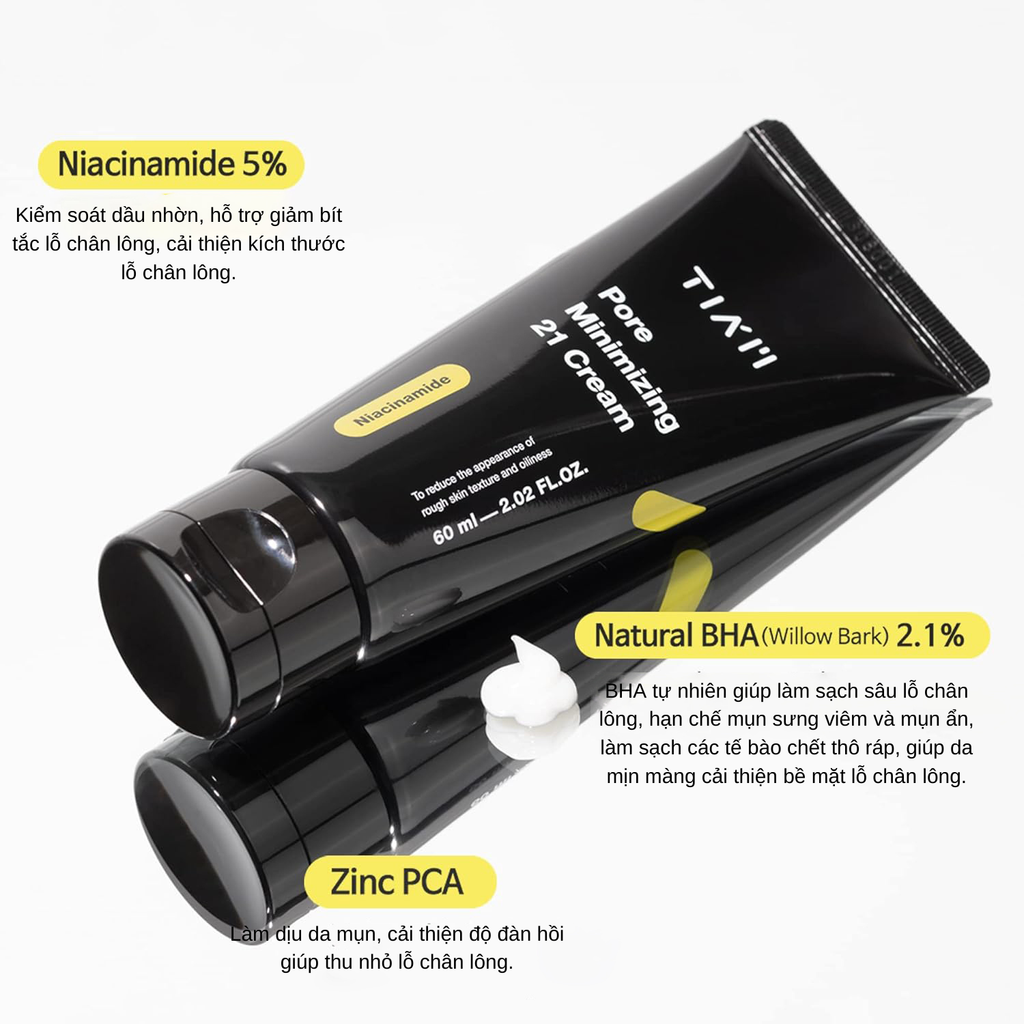 Kem Dưỡng Tia'm Pore Minimizing 21 Cream Thu Nhỏ Lỗ Chân Lông 60ml