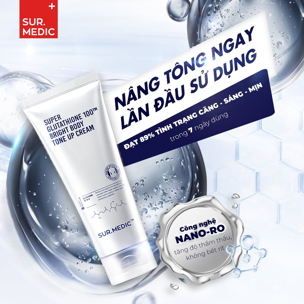 Kem Dưỡng Trắng Nâng Tông Body Sur.Medic Super Glutathione 100TM Bright Body Tone Up Cream 150ml