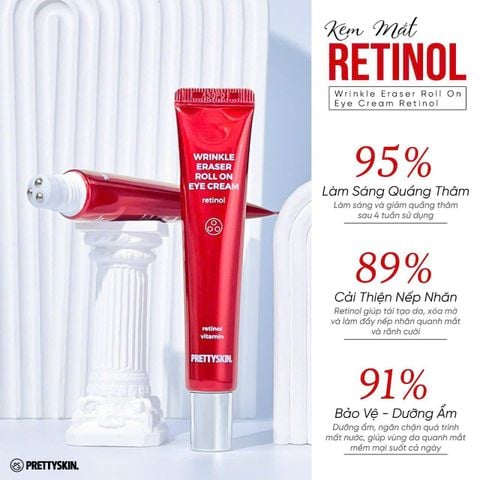 Kem Mắt Dạng Lăn PrettySkin Wrinkle Eraser Roll Eye Cream Retinol 30ml