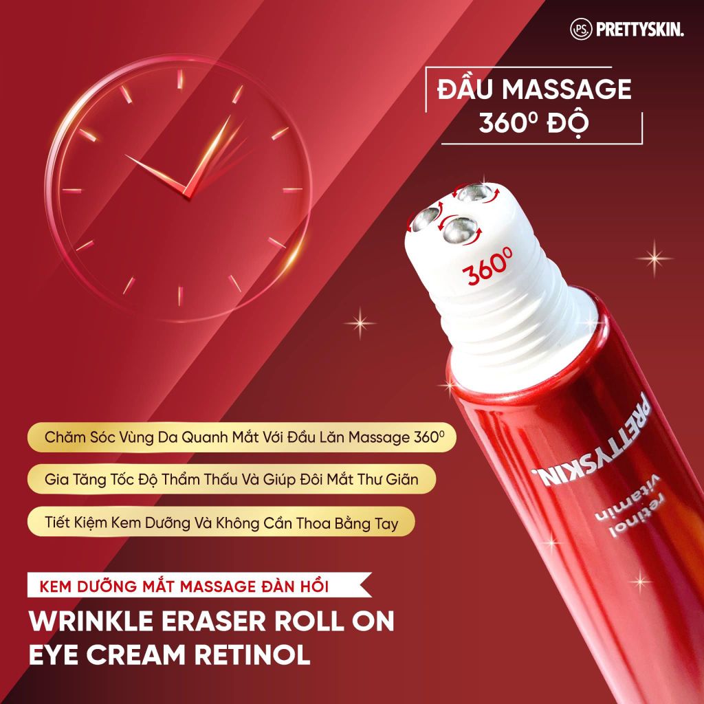 Kem Mắt Dạng Lăn PrettySkin Wrinkle Eraser Roll Eye Cream Retinol 30ml