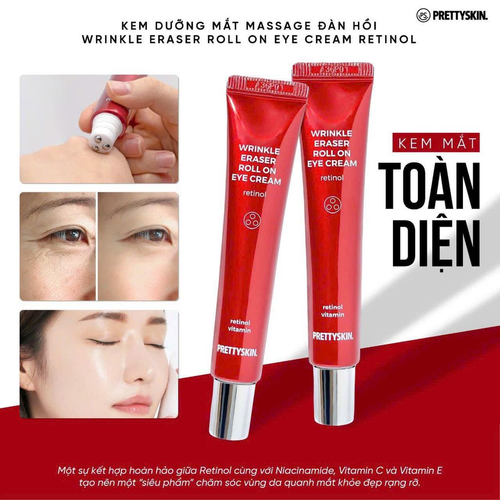 Kem Mắt Dạng Lăn PrettySkin Wrinkle Eraser Roll Eye Cream Retinol 30ml
