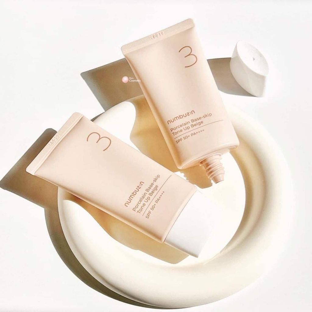 Kem Nâng Tone Chống Nắng Numbuzin No.3 Porcelain Base-skip Tone Up Beige SPF50+/ PA++++ 50ml