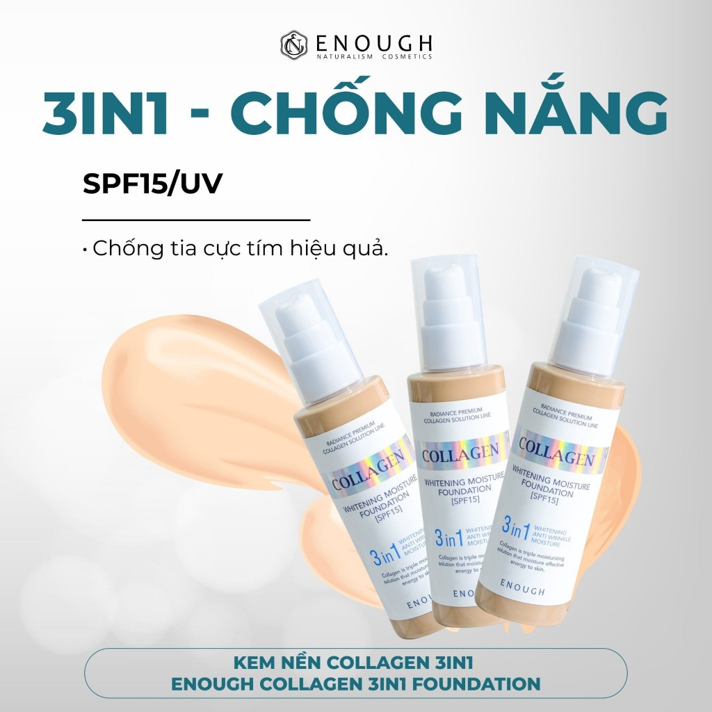 Kem Nền Enough Collagen Whitening Moisture Foundation 3in1 100ml #Tone21