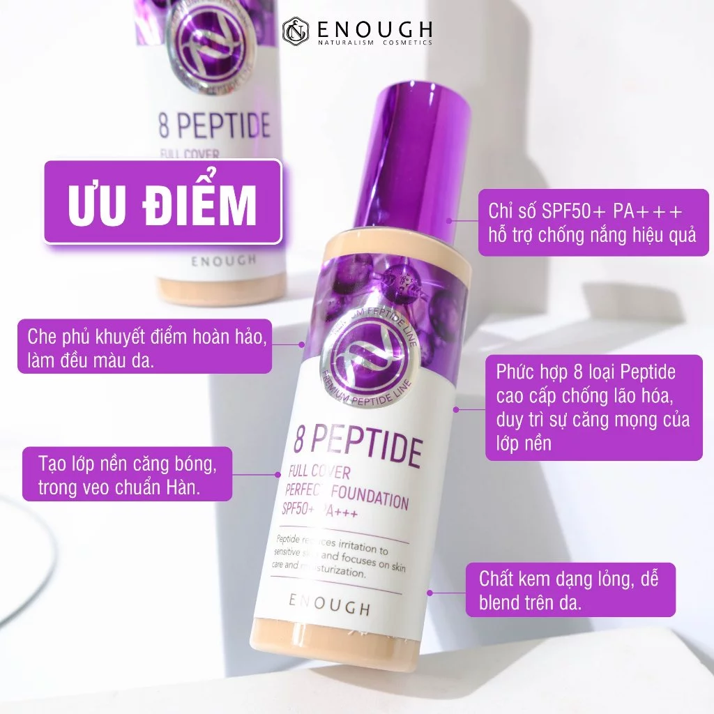 Kem Nền Enough Premium 8 Peptide Full Cover Perfect Foundation 100g #Tone21