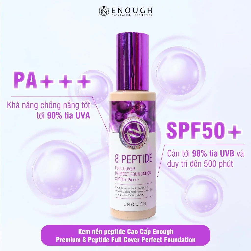 Kem Nền Enough Premium 8 Peptide Full Cover Perfect Foundation 100g #Tone21