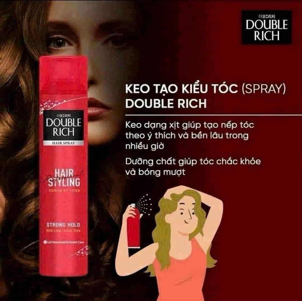 Xịt Cố Định Tóc Double Rich Hair Styling Strong Hold