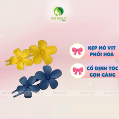 Kẹp Mỏ Vịt Lớn Phối 2 Hoa Nhiều Màu