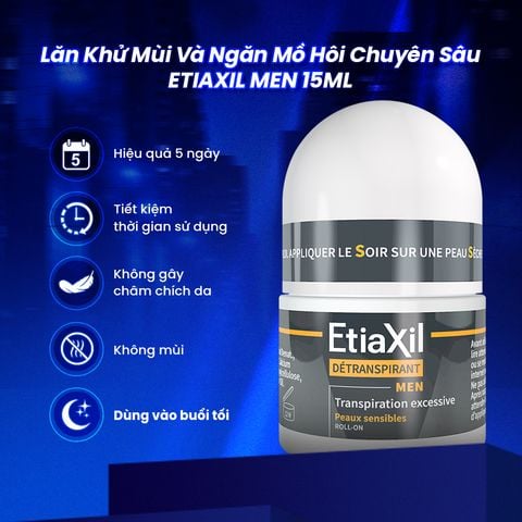 Lăn Khử Mùi Cho Nam Etiaxil Detranspirant Men Peaux Sensibles Roll - On 15ml