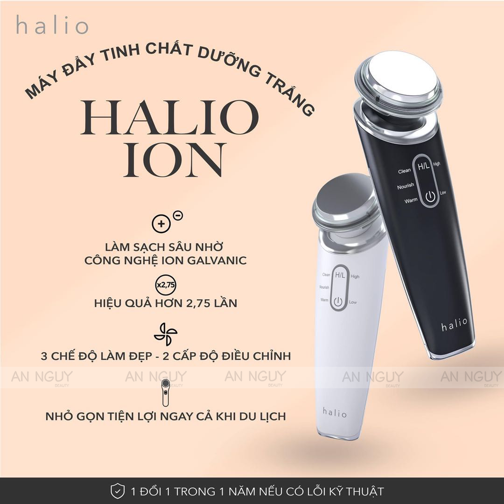 Máy Đẩy Tinh Chất HALIO Ion Cleansing & Moisturizing Beauty Device Hỗ Trợ Làm Sạch, Chăm Sóc Da