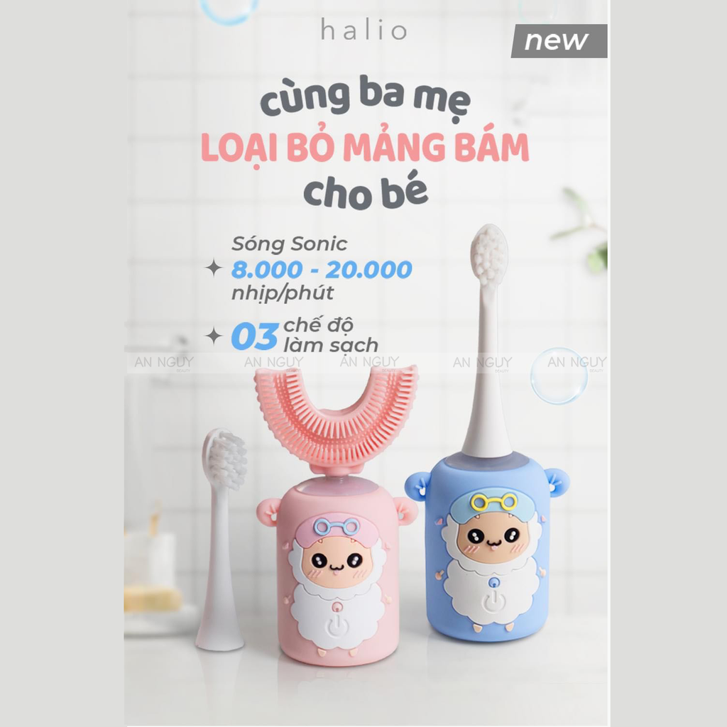 Combo Quà Tặng + Bàn Chải Đánh Răng Điện Cho Trẻ Em HALIO Smart Sonic Electric Toothbrush For Kids (Xanh Dương)