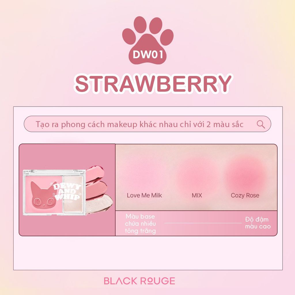 Má Hồng Kem Kèm Highlight Black Rouge Dewy Whip Cheek And Beam