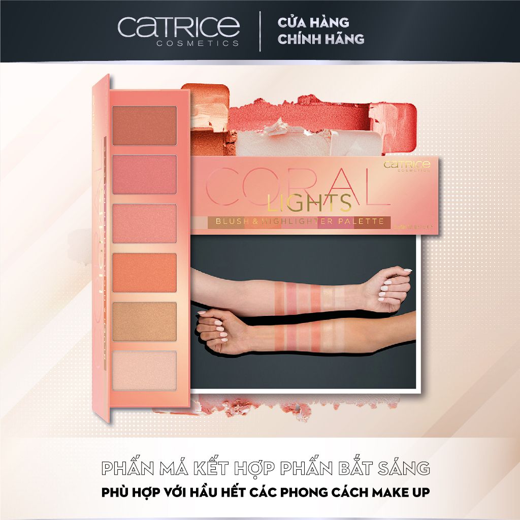 Bảng Phấn Má Và Bắt Sáng 6 Ô Catrice Coral Light Blush & Highlighter Palette 15g #10. Soft Coral