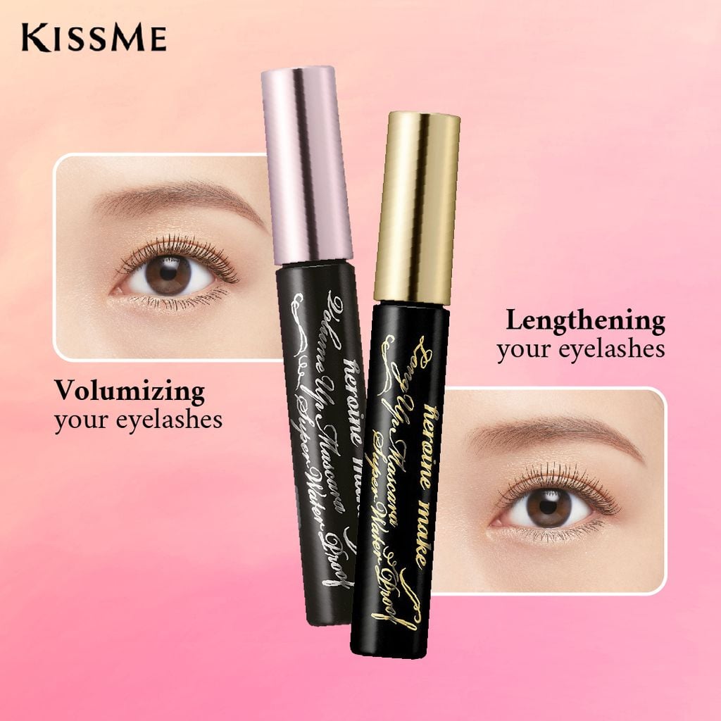 Mascara Kissme Volume UP Mascara Super WP Nâng Cong Và Dày Mi Màu Đen 6gr #01 Black