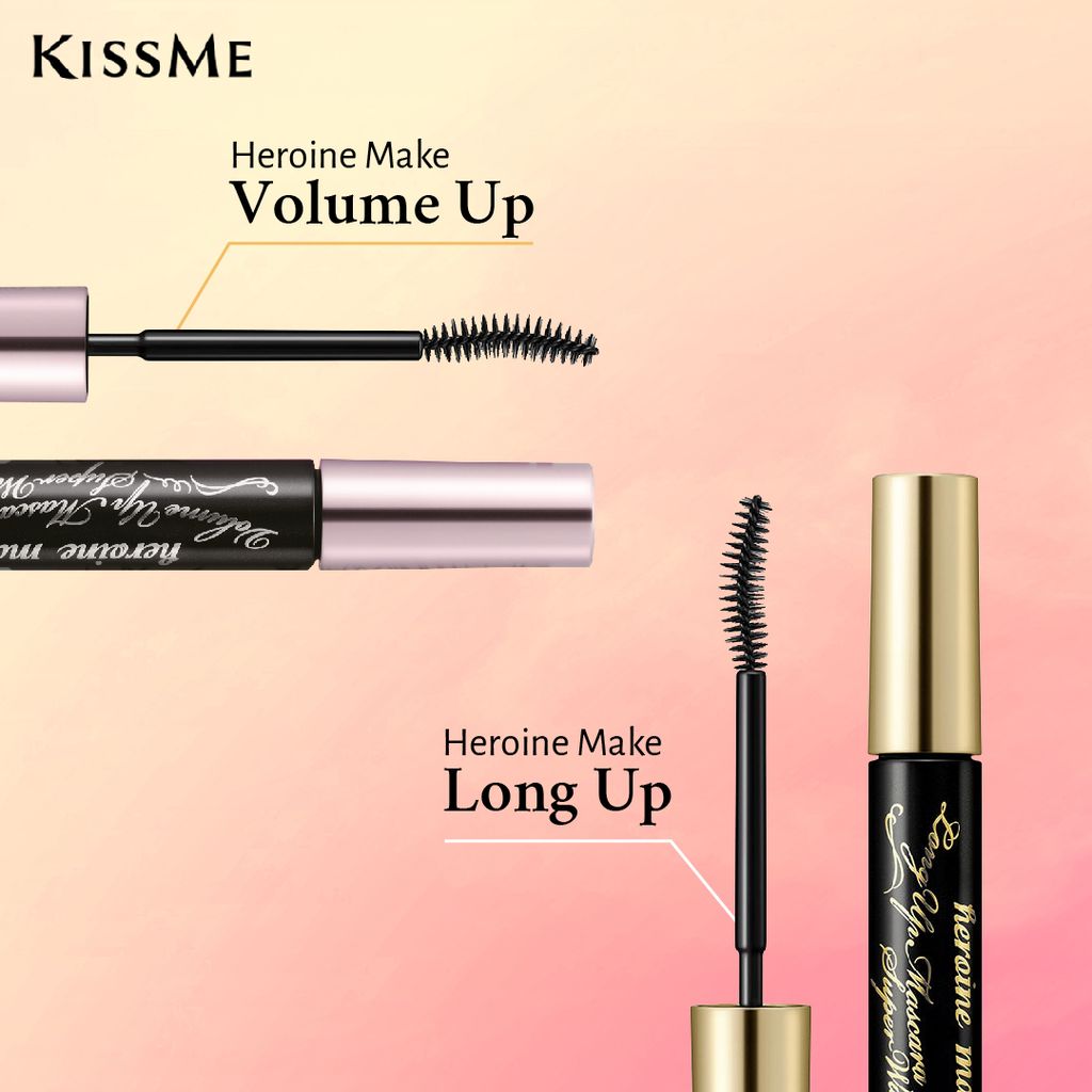 Mascara Kissme Volume UP Mascara Super WP Nâng Cong Và Dày Mi Màu Đen 6gr #01 Black