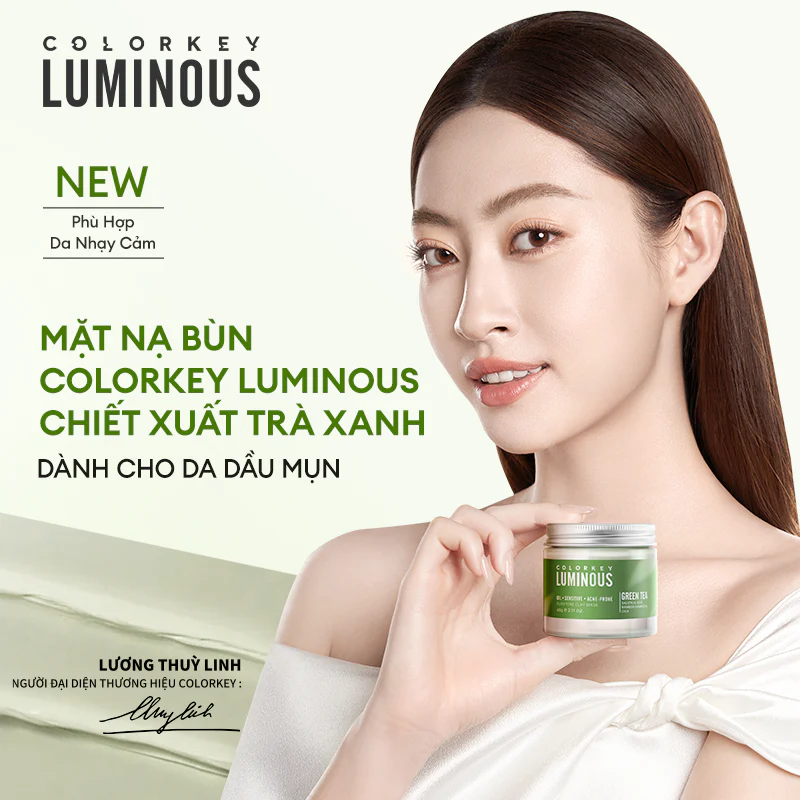 Mặt Nạ Đất Sét Colorkey Luminous Green Tea Purifying Clay Mask Làm Sạch Da 60g