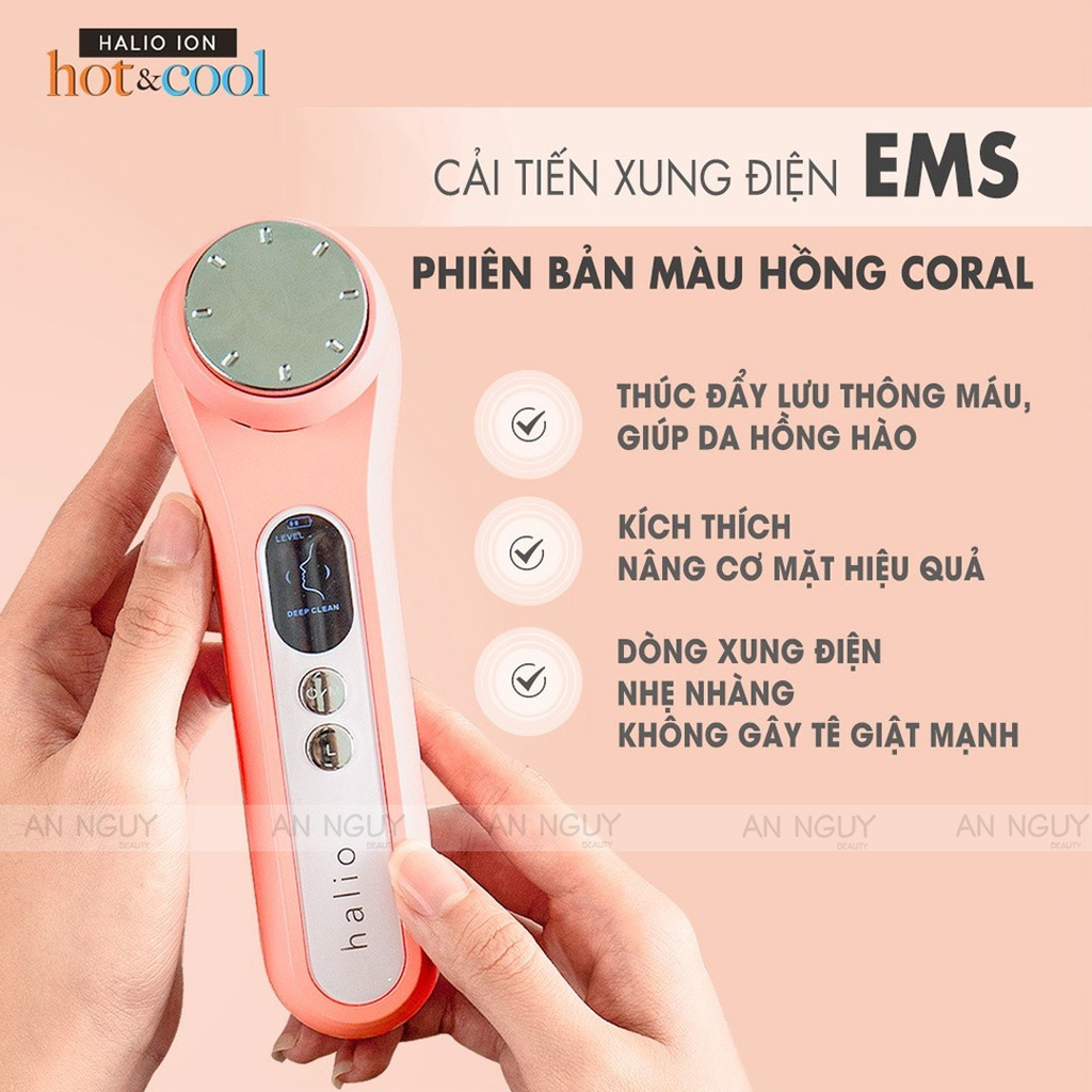 Máy Đẩy Tinh Chất HALIO Ion Hot & Cool Beauty Device Nâng Cơ Mặt, Dưỡng Sáng