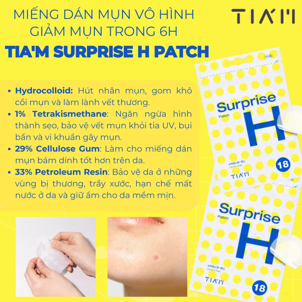 Miếng Dán Mụn Tia'm Surprise H Patch 18 Miếng