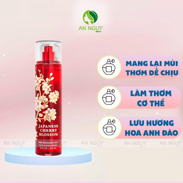 Xịt Thơm Bath & Body Works Japanese Cherry Blossom Fine Fragrance Mist Hương Hoa Anh Đào