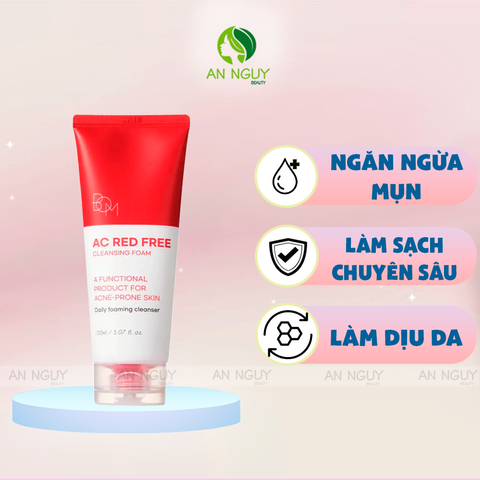 Sữa Rửa Mặt Tạo Bọt BOM AC Red Free Cleansing Foam Ngăn Ngừa Mụn 150ml