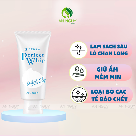 Sữa Rửa Mặt Đất Sét Trắng Senka Tạo Bọt Perfect White Clay Sạch Sâu, Dưỡng Da Sáng Mịn