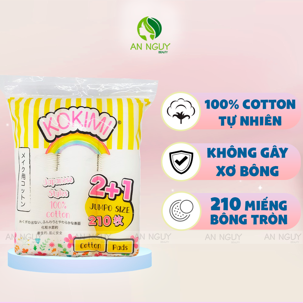 Bông Tẩy Trang Kokimi 100% Cotton Mềm Mịn