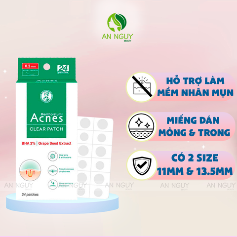 Miếng Dán Mụn Acnes Clear Patch Kháng Khuẩn, Giảm Mụn Sưng Viêm 24 miếng