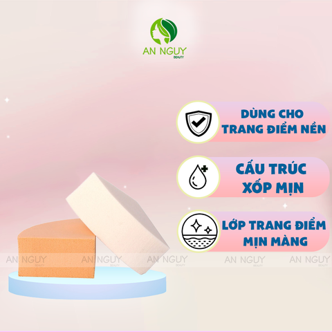 Set 2 Bông Phấn Ướt Vacosi Tam Giác Vuông BP11 Dùng Tán Kem Nền, Che Khuyết Điểm Mặt