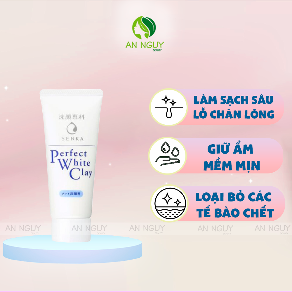 Sữa Rửa Mặt Đất Sét Trắng Senka Tạo Bọt Perfect White Clay Sạch Sâu, Dưỡng Da Sáng Mịn