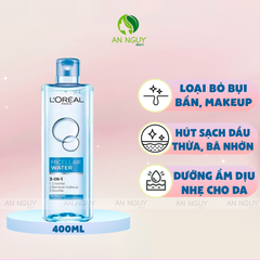 Nước Tẩy Trang L’Oreal Micellar Water 3-in-1 Refreshing Tươi Mát Da Dành Cho Da Dầu, Hỗn Hợp (Xanh Nhạt)