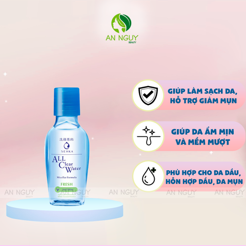 Nước Tẩy Trang Senka All Clear Water Micellar Formula Fresh Anti Shine Ngừa Mụn, Kiểm Soát Nhờn (Xanh Lá)