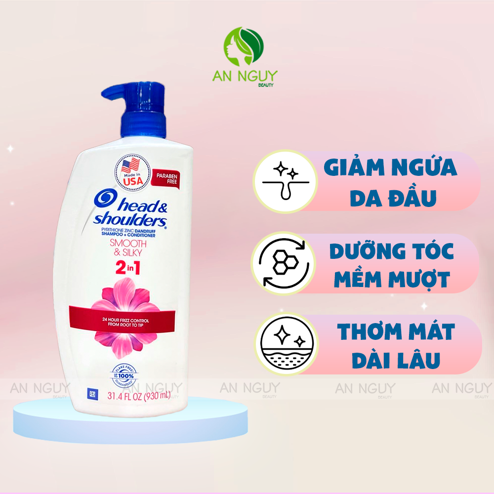 Dầu Gội & Xả Head & Shoulders Smooth & Silky 2in1 Suôn Mềm Óng Mượt (Hàng Mỹ Nhập Khẩu)