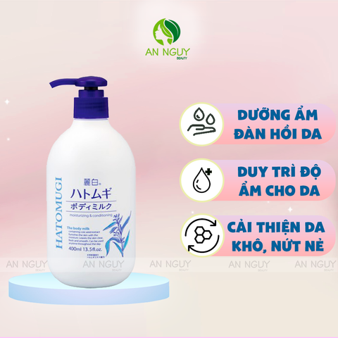 Sữa Dưỡng Thể Hatomugi Reihaku Hatomugi Body Milk Dưỡng Da Ẩm Mịn Ban Đêm 400ml