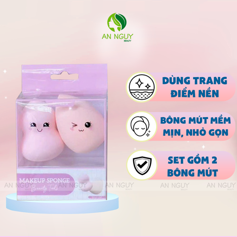 Set 2 Bông Mút Trang Điểm Habaria Makeup Sponge Dùng Tán Kem Nền, Tán Kem Che Khuyết Điểm