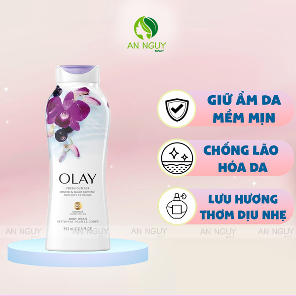 Sữa Tắm Olay Soothing Orchid & Black Currant Body Wash Hương Hoa Lan & Quả Lý Chua Lê 364ml