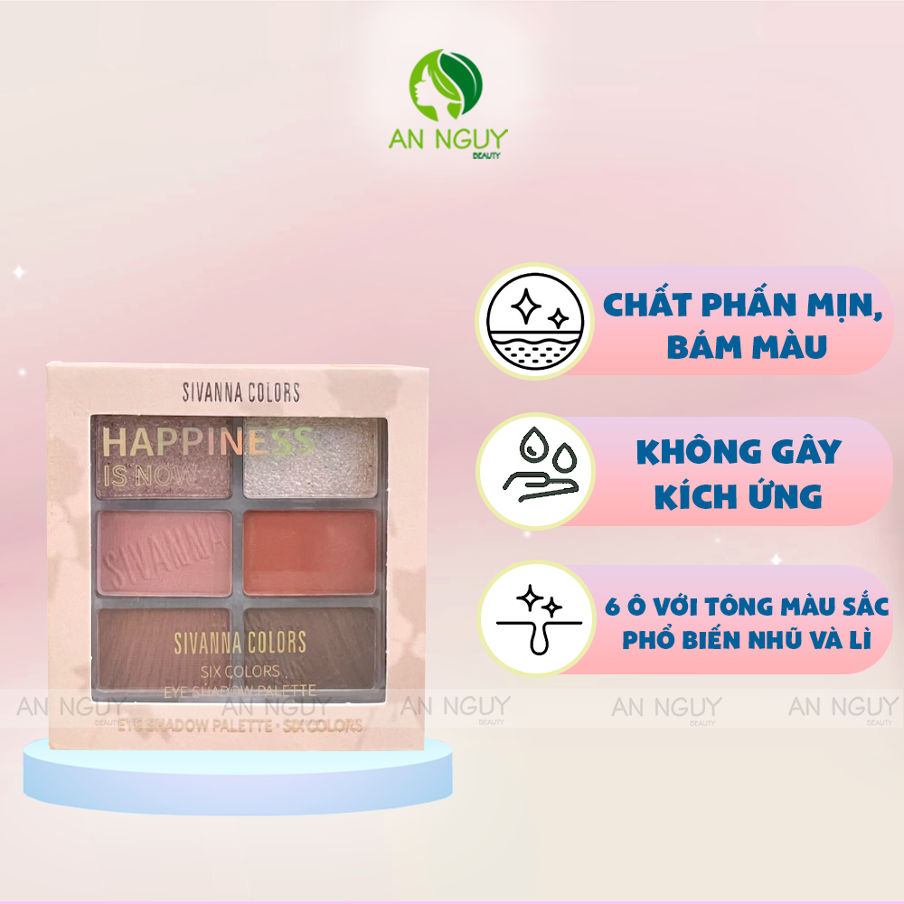 Bảng Phấn Mắt 6 Ô Sivanna Colors Happiness Is Now Six Colors Eye Shadow Pallet 9.6gr