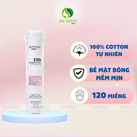 Bông Tẩy Trang Byphasse Cotton Pads Bông Tròn 120 Miếng