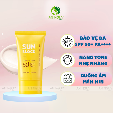 Kem Chống Nắng Nature Republic California Aloe Daily Sun Block SPF50+ PA++++ Nâng Tone Tự Nhiên 57ml