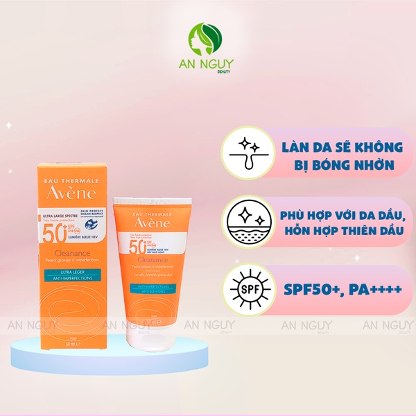 Kem Chống Nắng Avene Cleanance For Oily, Blemish Prone Skin Dành Cho Da Dầu Mụn 50ml (Mẫu Mới)