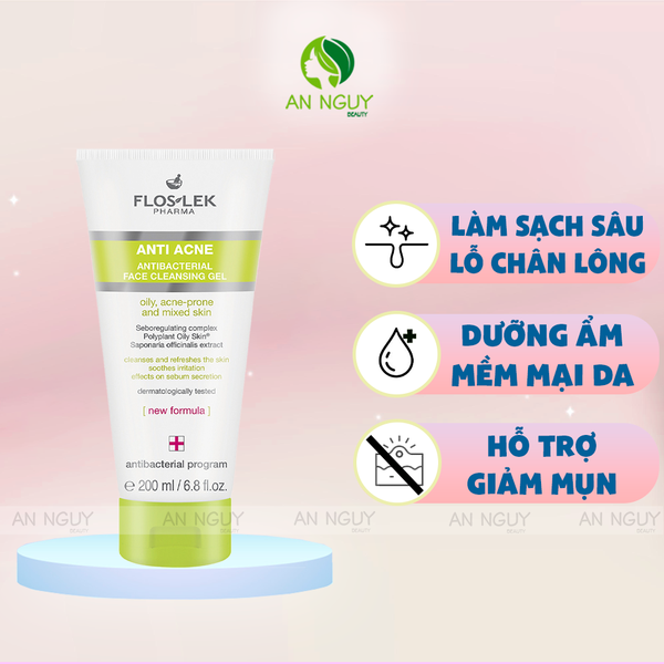 Sữa Rửa Mặt Floslek Anti Acne Face Cleansing Gel Dành Cho Da Dầu Mụn 200ml