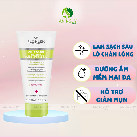 Sữa Rửa Mặt Floslek Anti Acne Face Cleansing Gel Dành Cho Da Dầu Mụn 200ml