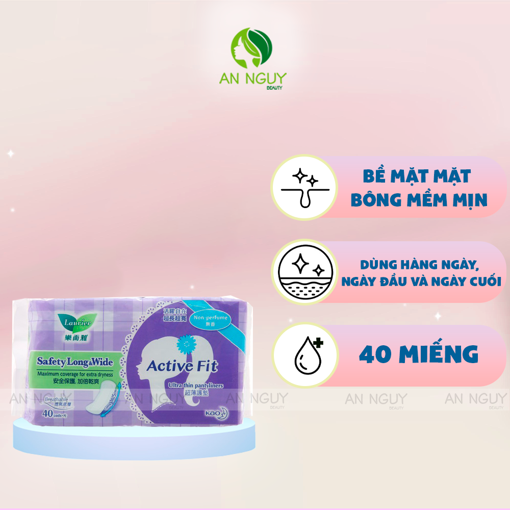 Băng Vệ Sinh Ngày Đầu-Cuối Laurier Active Fit Safety Long & Wide Không Hương