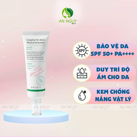 Kem Chống Nắng Axis-Y Complete No-Stress Physical Suncreen SPF50+ PA++++ Chiết Xuất Ngải Cứu Dành Cho Da Nhạy Cảm 50ml