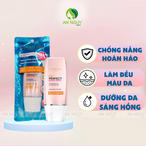 Kem Chống Nắng Bảo Vệ Và Dưỡng Da L'Oreal UV Perfect Rosy White SPF50+ PA++++ Long UVA 30ml